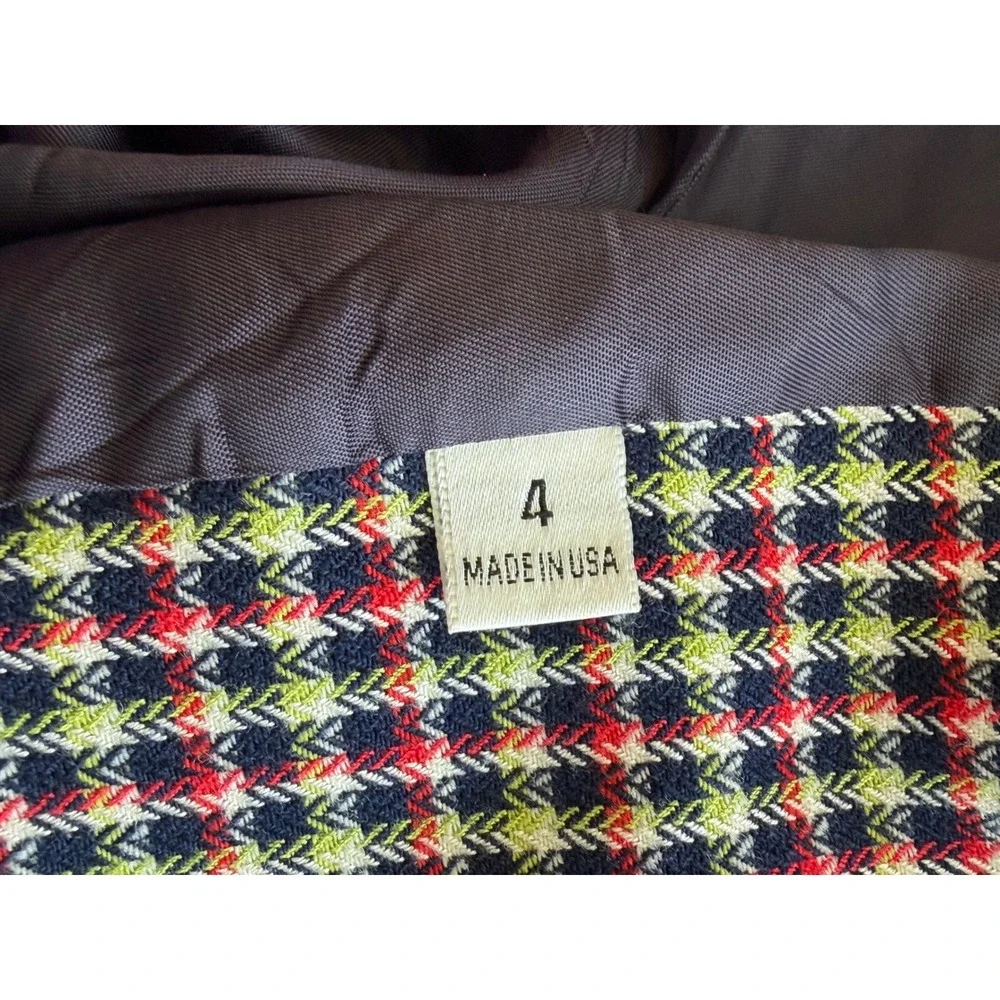 EVAN‎ PICONE Women's Plaid Blazer Gold Button Lined Jacket Size 4